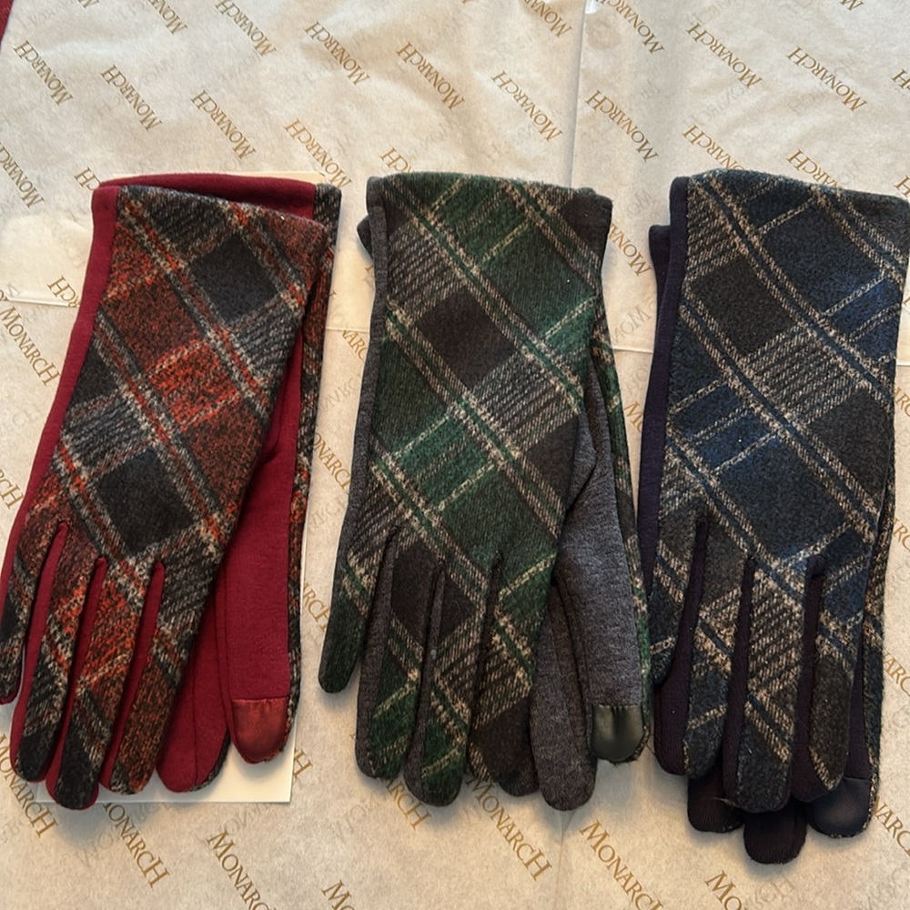 Plaid Wool Gloves